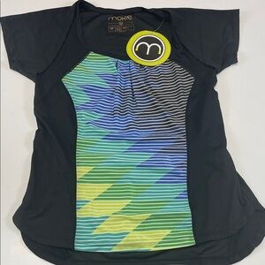 Moxie Cycling Co Women’s Black Multicolor Geometric Cycling Jersey NWT Sz M